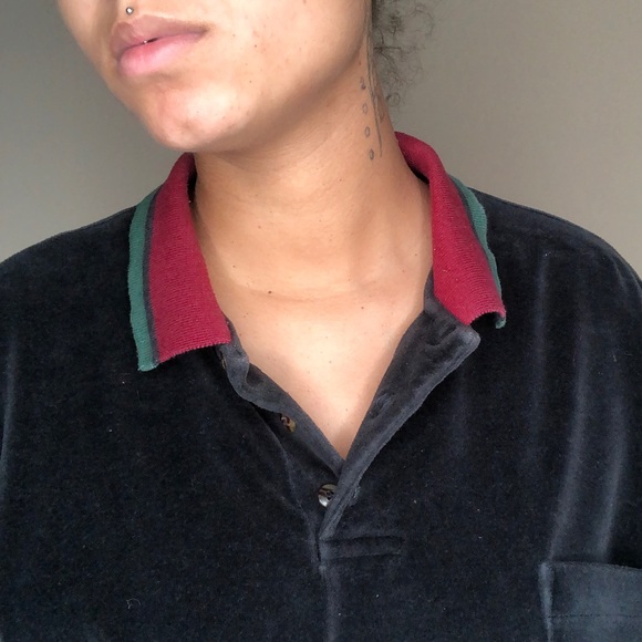 Suede Black Collar Shirt - Picture 2 of 4